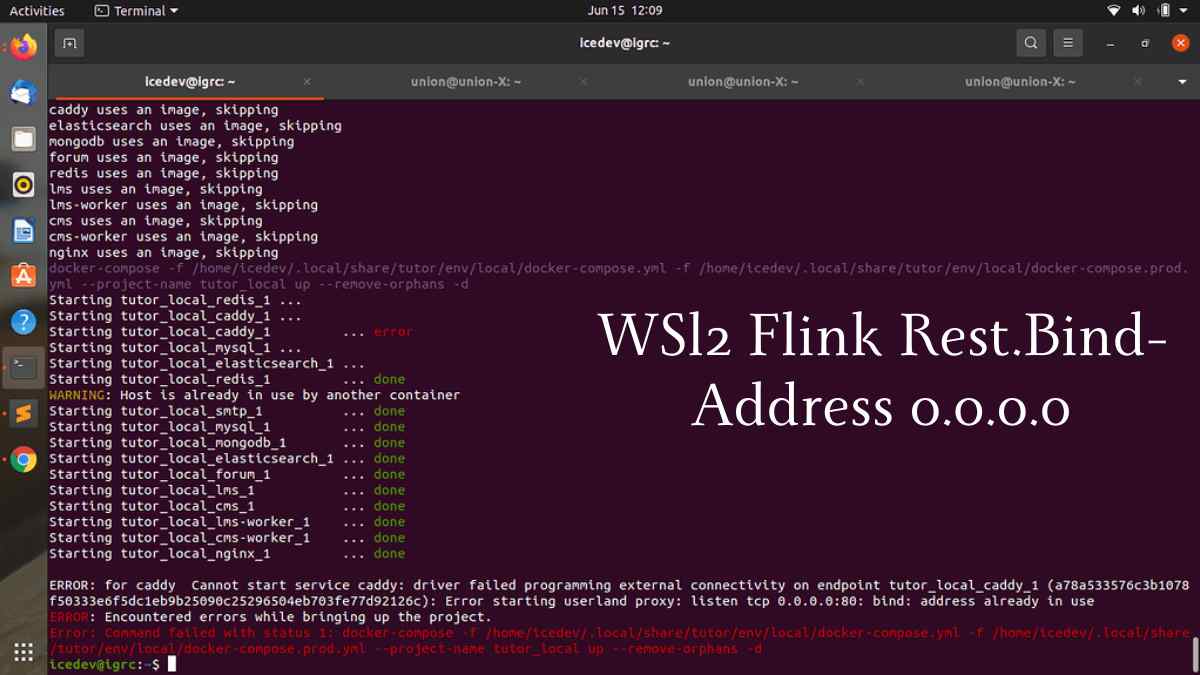 WSl2 Flink Rest.Bind-Address 0.0.0.0